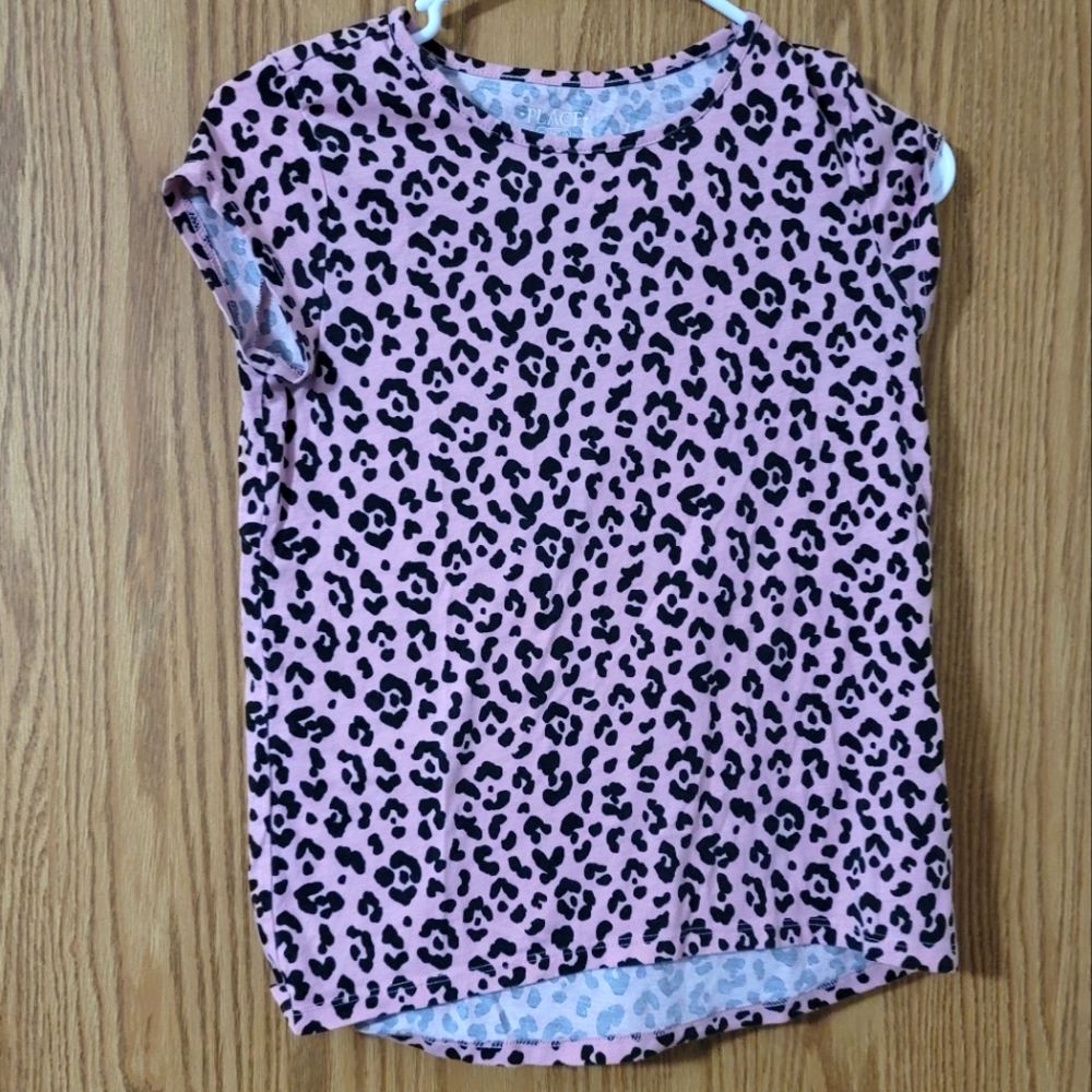 Children's Place Pink Leopard Print High Low Top Size XL 14